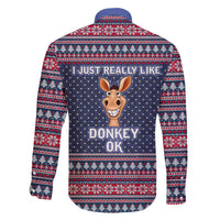 I Just Really Like Donkey Christmas Christmas Family Matching Off The Shoulder Long Sleeve Dress and Hawaiian Shirt Xmas Holiday Patterns - Wonder Print Shop