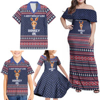 I Just Really Like Donkey Christmas Christmas Family Matching Off Shoulder Maxi Dress and Hawaiian Shirt Xmas Holiday Patterns - Wonder Print Shop