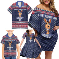 I Just Really Like Donkey Christmas Christmas Family Matching Off Shoulder Short Dress and Hawaiian Shirt Xmas Holiday Patterns - Wonder Print Shop