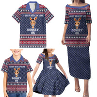 I Just Really Like Donkey Christmas Christmas Family Matching Puletasi and Hawaiian Shirt Xmas Holiday Patterns - Wonder Print Shop