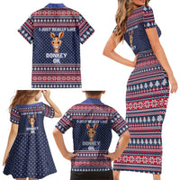 I Just Really Like Donkey Christmas Christmas Family Matching Short Sleeve Bodycon Dress and Hawaiian Shirt Xmas Holiday Patterns - Wonder Print Shop