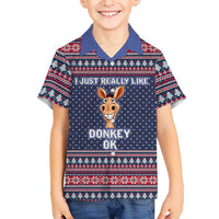 I Just Really Like Donkey Christmas Christmas Family Matching Short Sleeve Bodycon Dress and Hawaiian Shirt Xmas Holiday Patterns - Wonder Print Shop