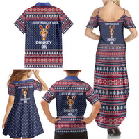 I Just Really Like Donkey Christmas Christmas Family Matching Summer Maxi Dress and Hawaiian Shirt Xmas Holiday Patterns - Wonder Print Shop