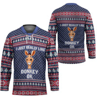 I Just Really Like Donkey Christmas Christmas Hockey Jersey Xmas Holiday Patterns - Wonder Print Shop