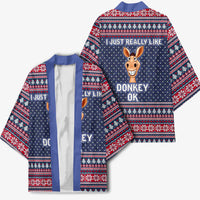 I Just Really Like Donkey Christmas Christmas Kimono Xmas Holiday Patterns - Wonder Print Shop