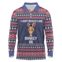 I Just Really Like Donkey Christmas Christmas Long Sleeve Polo Shirt Xmas Holiday Patterns - Wonder Print Shop