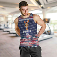 I Just Really Like Donkey Christmas Christmas Men Tank Top Xmas Holiday Patterns - Wonder Print Shop