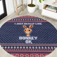 I Just Really Like Donkey Christmas Christmas Round Carpet Xmas Holiday Patterns - Wonder Print Shop