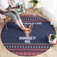 I Just Really Like Donkey Christmas Christmas Round Carpet Xmas Holiday Patterns - Wonder Print Shop