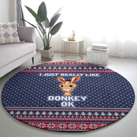 I Just Really Like Donkey Christmas Christmas Round Carpet Xmas Holiday Patterns - Wonder Print Shop