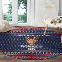 I Just Really Like Donkey Christmas Christmas Round Carpet Xmas Holiday Patterns - Wonder Print Shop