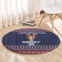 I Just Really Like Donkey Christmas Christmas Round Carpet Xmas Holiday Patterns - Wonder Print Shop