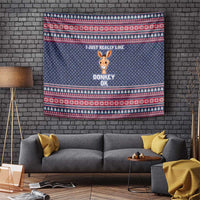 I Just Really Like Donkey Christmas Christmas Tapestry Xmas Holiday Patterns - Wonder Print Shop