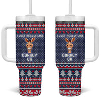 I Just Really Like Donkey Christmas Christmas Tumbler With Handle Xmas Holiday Patterns - Wonder Print Shop
