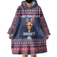 I Just Really Like Donkey Christmas Christmas Wearable Blanket Hoodie Xmas Holiday Patterns - Wonder Print Shop