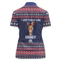 I Just Really Like Donkey Christmas Christmas Women Polo Shirt Xmas Holiday Patterns - Wonder Print Shop