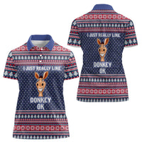 I Just Really Like Donkey Christmas Christmas Women Polo Shirt Xmas Holiday Patterns - Wonder Print Shop