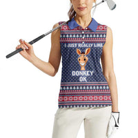 I Just Really Like Donkey Christmas Christmas Women Sleeveless Polo Shirt Xmas Holiday Patterns - Wonder Print Shop