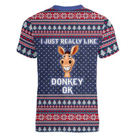 I Just Really Like Donkey Christmas Christmas Women V-Neck T-Shirt Xmas Holiday Patterns - Wonder Print Shop