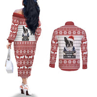 I Knocked Over Yhe Christmas Tree Christmas Christmas Couples Matching Off The Shoulder Long Sleeve Dress and Long Sleeve Button Shirt Xmas Holiday Patterns - Wonder Print Shop