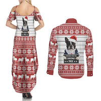 I Knocked Over Yhe Christmas Tree Christmas Christmas Couples Matching Summer Maxi Dress and Long Sleeve Button Shirt Xmas Holiday Patterns - Wonder Print Shop
