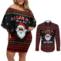 I Love It When You Call Me Big Poppa Christmas Christmas Couples Matching Off Shoulder Short Dress and Long Sleeve Button Shirt Xmas Holiday Patterns - Wonder Print Shop