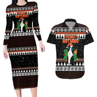 I Regret Nothing Cat Christmas Christmas Couples Matching Long Sleeve Bodycon Dress and Hawaiian Shirt Xmas Holiday Patterns - Wonder Print Shop