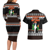 I Regret Nothing Cat Christmas Christmas Couples Matching Long Sleeve Bodycon Dress and Hawaiian Shirt Xmas Holiday Patterns - Wonder Print Shop