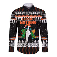 I Regret Nothing Cat Christmas Christmas Long Sleeve Button Shirt Xmas Holiday Patterns - Wonder Print Shop