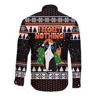 I Regret Nothing Cat Christmas Christmas Long Sleeve Button Shirt Xmas Holiday Patterns - Wonder Print Shop