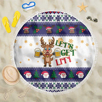 Reindeer Beer Christmas Beach Blanket Xmas Holiday Patterns - Wonder Print Shop