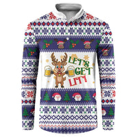 Reindeer Beer Christmas Button Sweatshirt Xmas Holiday Patterns - Wonder Print Shop