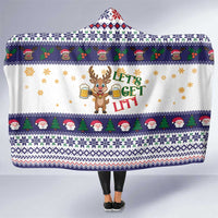 Reindeer Beer Christmas Hooded Blanket Xmas Holiday Patterns - Wonder Print Shop