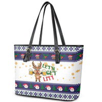 Reindeer Beer Christmas Leather Tote Bag Xmas Holiday Patterns - Wonder Print Shop