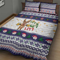 Reindeer Beer Christmas Quilt Bed Set Xmas Holiday Patterns - Wonder Print Shop