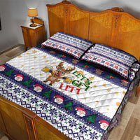 Reindeer Beer Christmas Quilt Bed Set Xmas Holiday Patterns - Wonder Print Shop