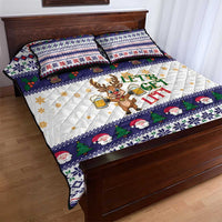 Reindeer Beer Christmas Quilt Bed Set Xmas Holiday Patterns - Wonder Print Shop