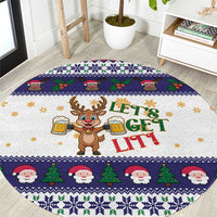 Reindeer Beer Christmas Round Carpet Xmas Holiday Patterns - Wonder Print Shop