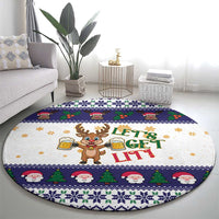 Reindeer Beer Christmas Round Carpet Xmas Holiday Patterns - Wonder Print Shop