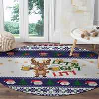 Reindeer Beer Christmas Round Carpet Xmas Holiday Patterns - Wonder Print Shop