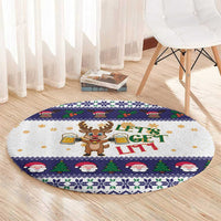 Reindeer Beer Christmas Round Carpet Xmas Holiday Patterns - Wonder Print Shop