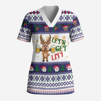 Reindeer Beer Christmas Scrub Top Xmas Holiday Patterns - Wonder Print Shop