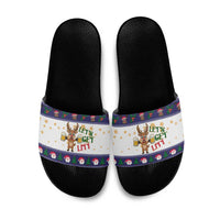 Reindeer Beer Christmas Slide Sandals Xmas Holiday Patterns - Wonder Print Shop