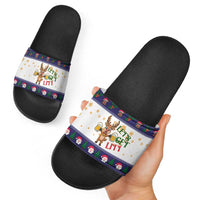Reindeer Beer Christmas Slide Sandals Xmas Holiday Patterns - Wonder Print Shop