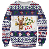 Reindeer Beer Christmas Sweatshirt Xmas Holiday Patterns - Wonder Print Shop