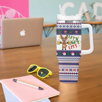 Reindeer Beer Christmas Tumbler With Handle Xmas Holiday Patterns - Wonder Print Shop