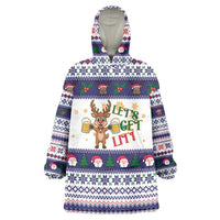 Reindeer Beer Christmas Wearable Blanket Hoodie Xmas Holiday Patterns - Wonder Print Shop