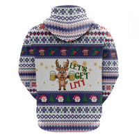 Reindeer Beer Christmas Zip Hoodie Xmas Holiday Patterns - Wonder Print Shop