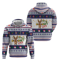 Reindeer Beer Christmas Zip Hoodie Xmas Holiday Patterns - Wonder Print Shop