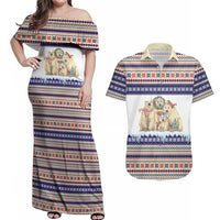Polar Bears Christma Christmas Couples Matching Off Shoulder Maxi Dress and Hawaiian Shirt Xmas Holiday Patterns - Wonder Print Shop